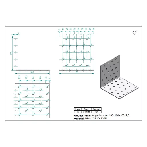 100x100x100x2,0 Sarokvas CE-ETA tüzihorg.