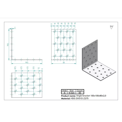 100x100x80x2,0 Sarokvas CE-ETA tüzihorg.