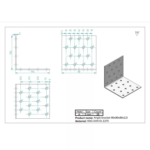 80x80x80x2,0 Sarokvas CE-ETA tüzihorg.