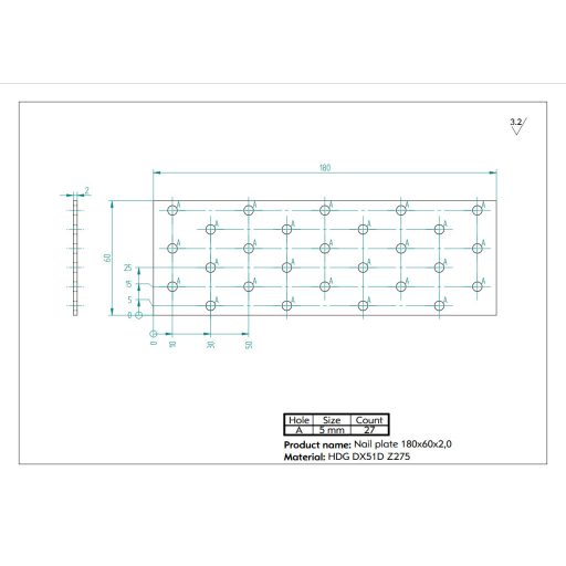 180x60x2,0 Lapos összekötővas CE tüzihorg.