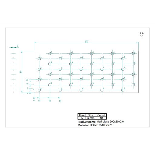 200x80x2,0 Lapos összekötővas CE tüzihorg.
